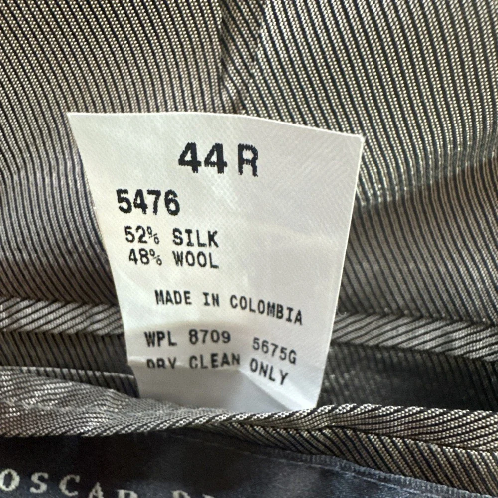 Oscar De La Renta Blazer Mens Sz 44R Blue‎ Plaid Silk Wool Sport Coat Jacket